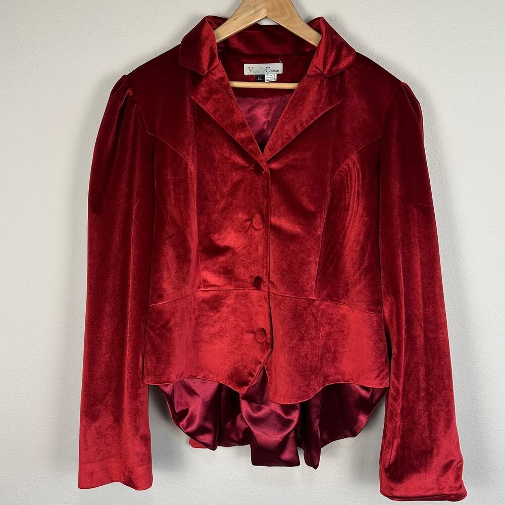 Victorian Choice Burgundy Velvet Cropped Jacket 3XL Gothic Romantic